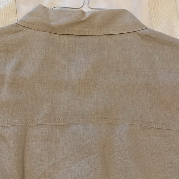 Tahari 100% Linen Taupe Tunic Style Shirt Size L - Picture 6 of 6